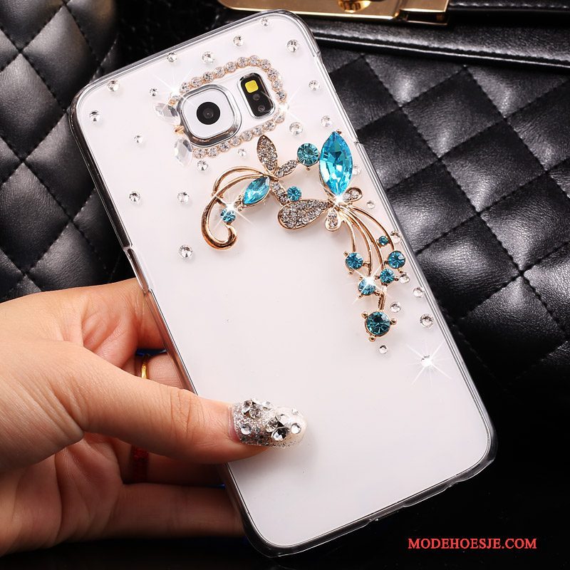 Hoesje Samsung Galaxy S7 Strass Doorzichtig Wit, Hoes Samsung Galaxy S7 Bescherming Dun