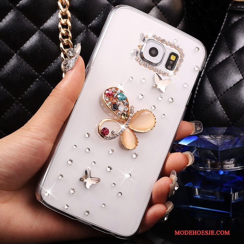 Hoesje Samsung Galaxy S7 Strass Doorzichtig Wit, Hoes Samsung Galaxy S7 Bescherming Dun