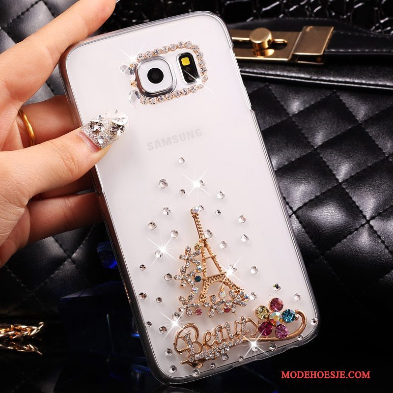 Hoesje Samsung Galaxy S7 Strass Doorzichtig Wit, Hoes Samsung Galaxy S7 Bescherming Dun