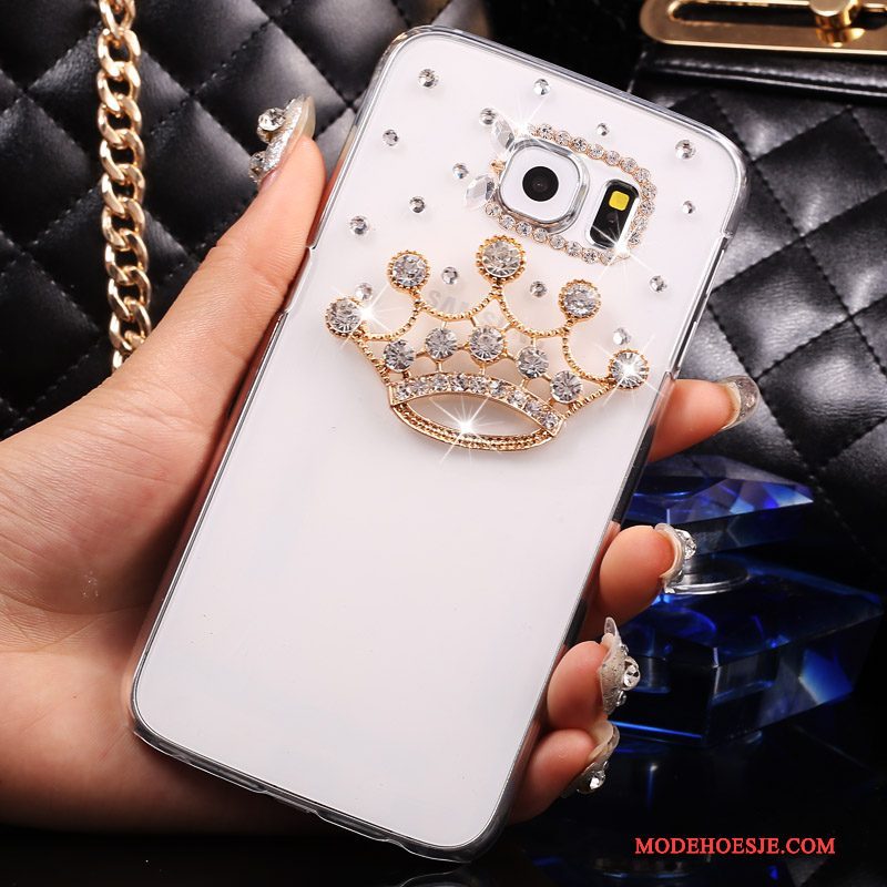 Hoesje Samsung Galaxy S7 Strass Doorzichtig Wit, Hoes Samsung Galaxy S7 Bescherming Dun