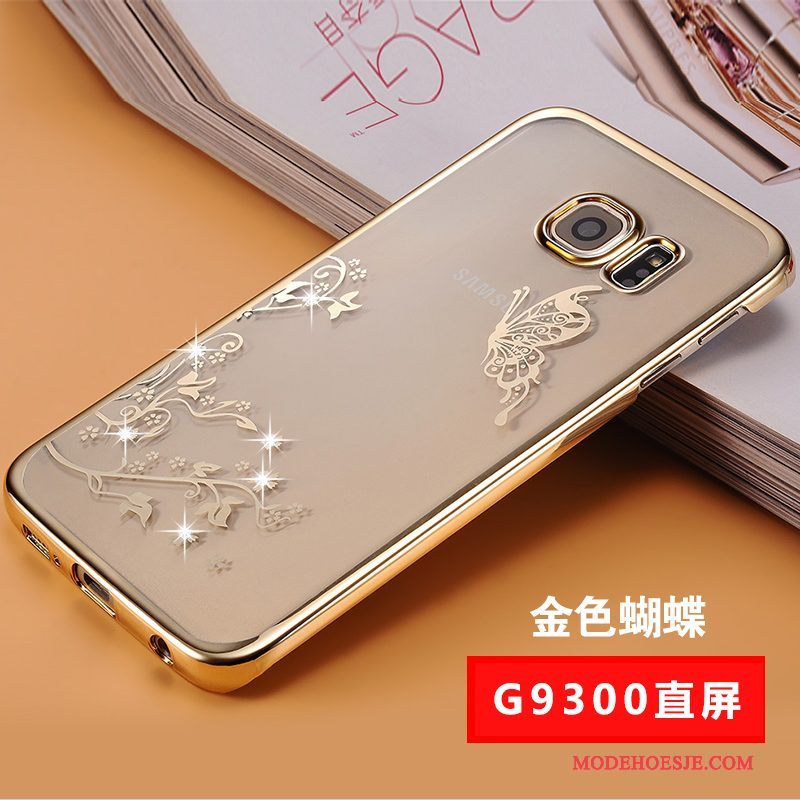 Hoesje Samsung Galaxy S7 Strass Telefoon Goud, Hoes Samsung Galaxy S7 Bescherming Anti-fall Slank