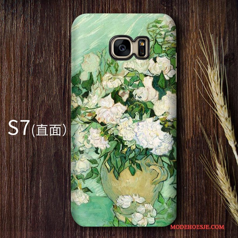 Hoesje Samsung Galaxy S7 Vintage Telefoon Blauw, Hoes Samsung Galaxy S7 Bescherming Kunst Hard