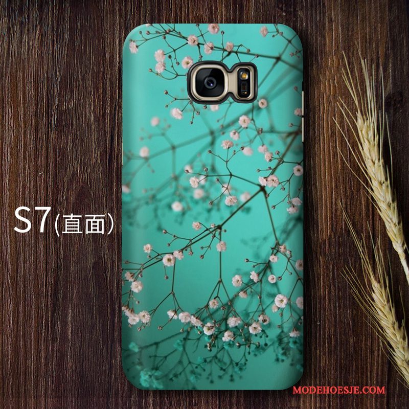 Hoesje Samsung Galaxy S7 Vintage Telefoon Blauw, Hoes Samsung Galaxy S7 Bescherming Kunst Hard