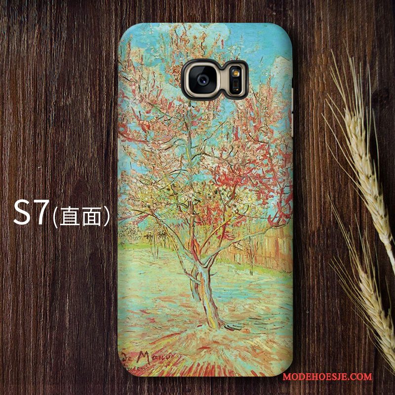 Hoesje Samsung Galaxy S7 Vintage Telefoon Blauw, Hoes Samsung Galaxy S7 Bescherming Kunst Hard