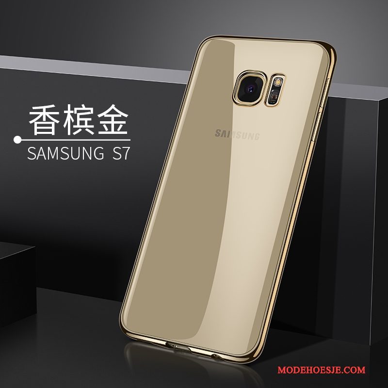 Hoesje Samsung Galaxy S7 Zacht Doorzichtig Zilver, Hoes Samsung Galaxy S7 Siliconen Telefoon Trend