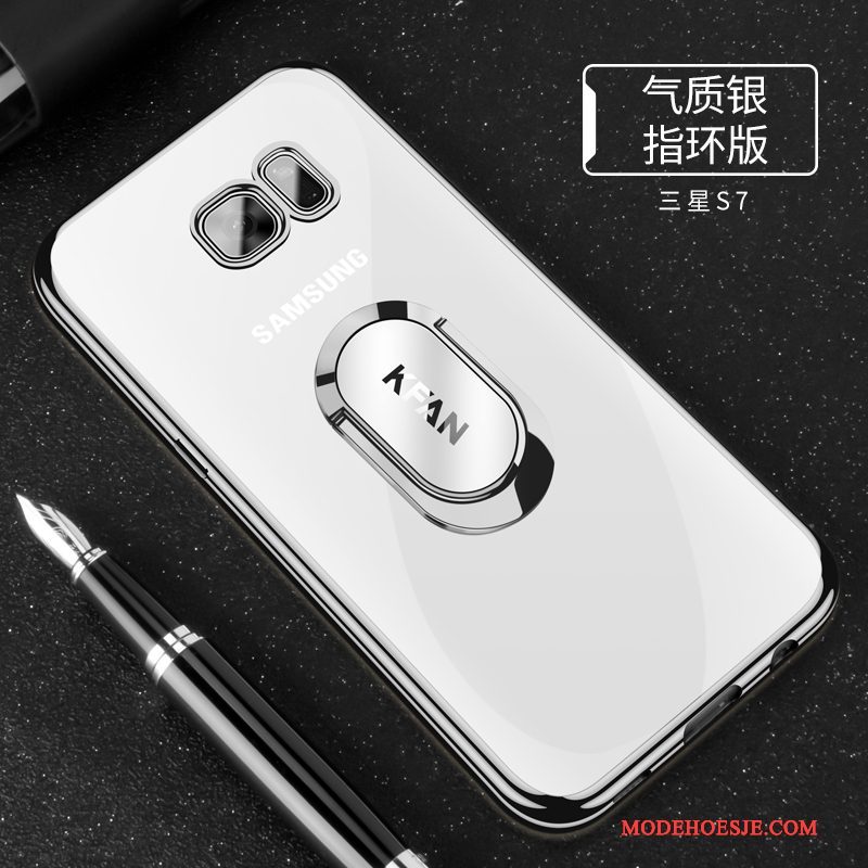 Hoesje Samsung Galaxy S7 Zacht Doorzichtig Zilver, Hoes Samsung Galaxy S7 Siliconen Telefoon Trend