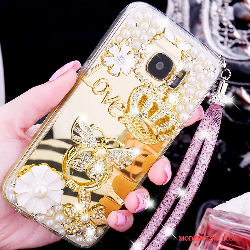 Hoesje Samsung Galaxy S7 Zacht Goud Trend, Hoes Samsung Galaxy S7 Siliconen Anti-fall Ring