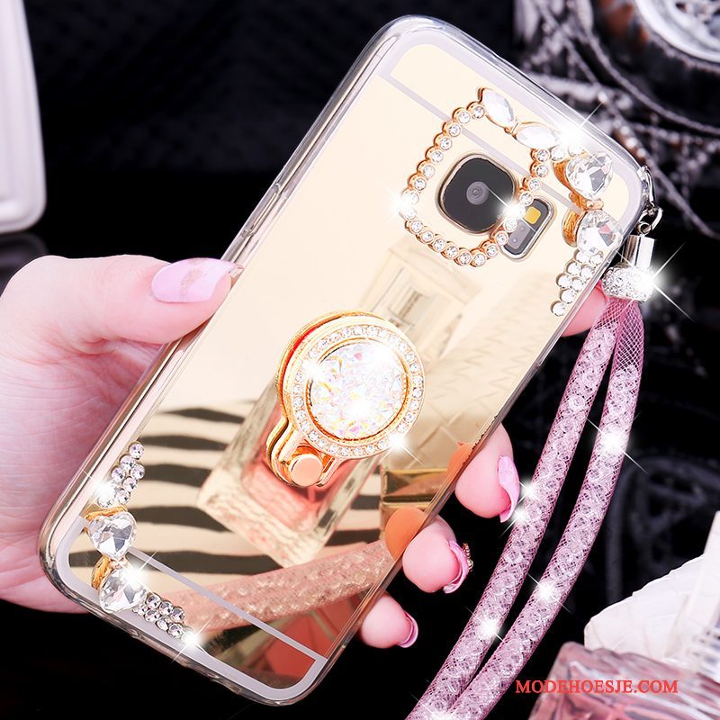 Hoesje Samsung Galaxy S7 Zacht Goud Trend, Hoes Samsung Galaxy S7 Siliconen Anti-fall Ring