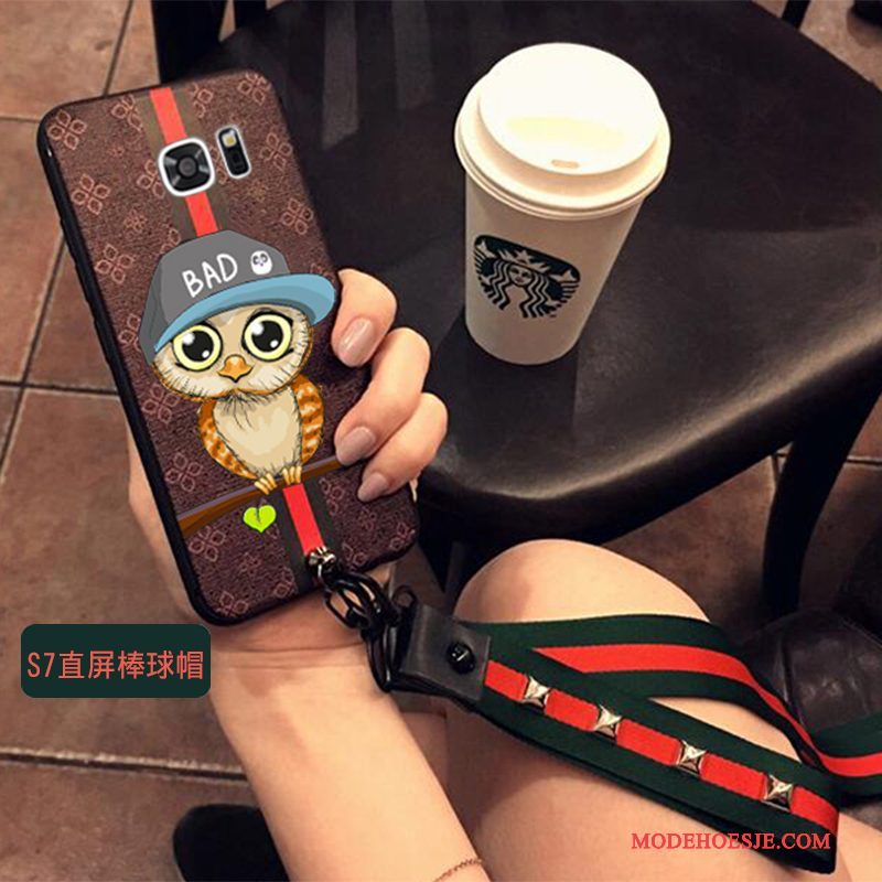 Hoesje Samsung Galaxy S7 Zacht Rood Hanger, Hoes Samsung Galaxy S7 Bescherming Anti-falltelefoon