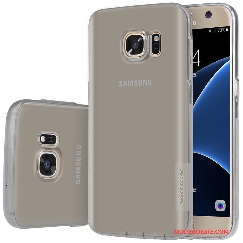 Hoesje Samsung Galaxy S7 Zacht Roze Dun, Hoes Samsung Galaxy S7 Siliconen Telefoon Goud