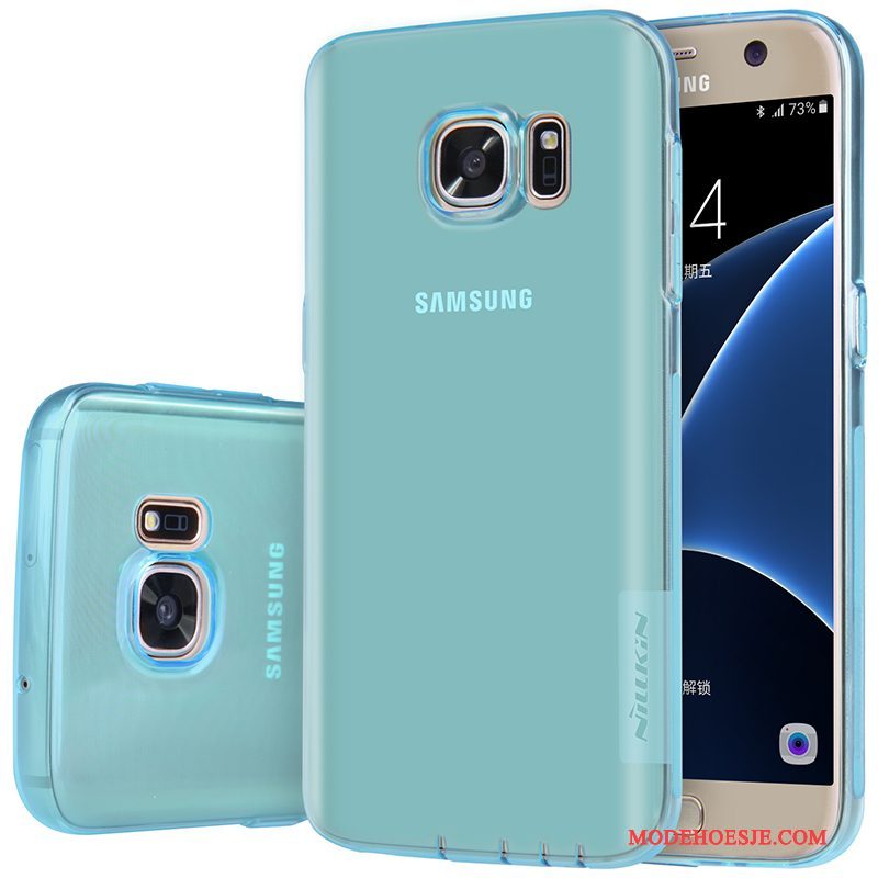 Hoesje Samsung Galaxy S7 Zacht Roze Dun, Hoes Samsung Galaxy S7 Siliconen Telefoon Goud