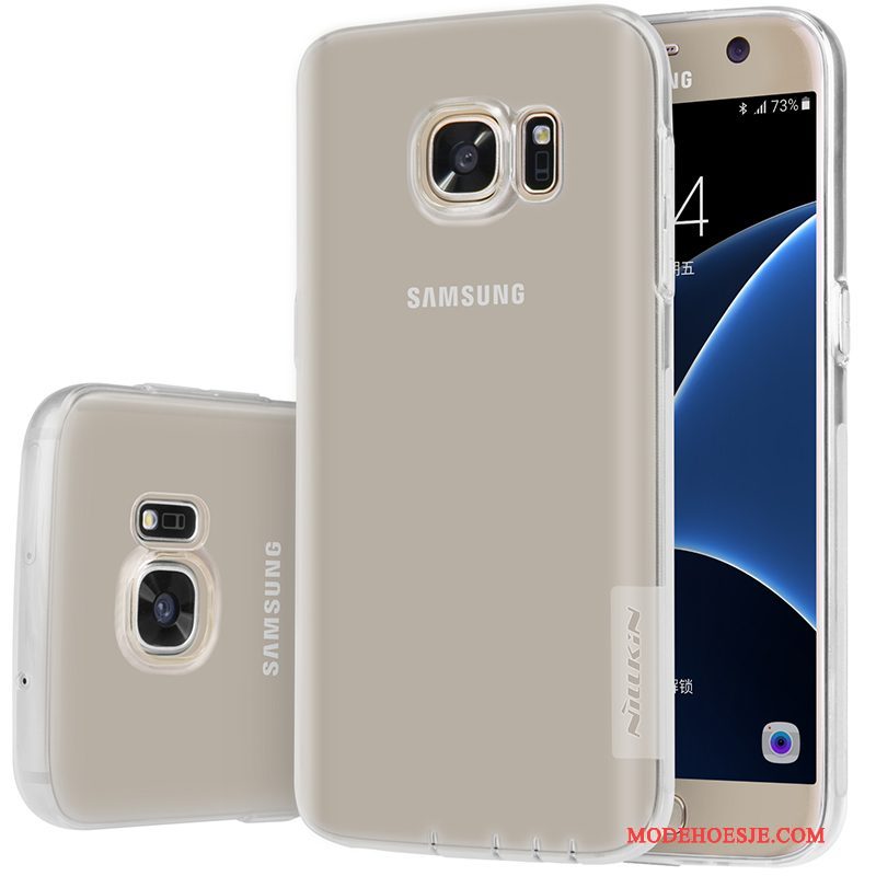 Hoesje Samsung Galaxy S7 Zacht Roze Dun, Hoes Samsung Galaxy S7 Siliconen Telefoon Goud