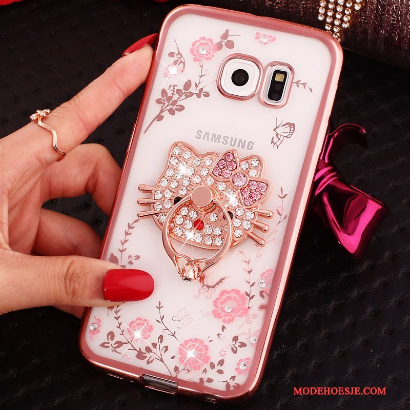 Hoesje Samsung Galaxy S7 Zacht Roze Ring, Hoes Samsung Galaxy S7 Ondersteuning Telefoon