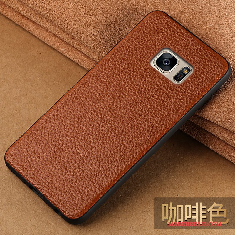 Hoesje Samsung Galaxy S7 Zakken Elegantetelefoon, Hoes Samsung Galaxy S7 Leer Zwart Anti-fall