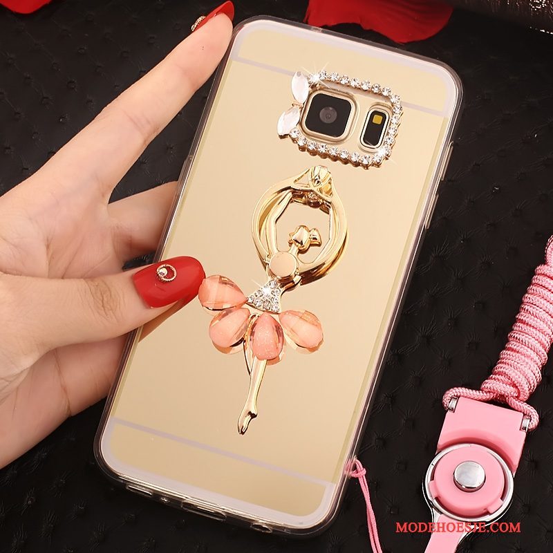 Hoesje Samsung Galaxy S7 Zakken Goudtelefoon, Hoes Samsung Galaxy S7 Zacht Anti-fall Hanger