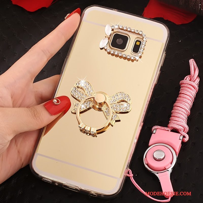 Hoesje Samsung Galaxy S7 Zakken Goudtelefoon, Hoes Samsung Galaxy S7 Zacht Anti-fall Hanger