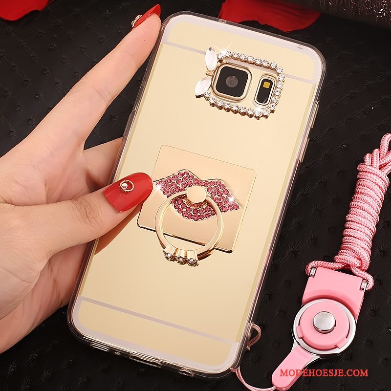 Hoesje Samsung Galaxy S7 Zakken Goudtelefoon, Hoes Samsung Galaxy S7 Zacht Anti-fall Hanger