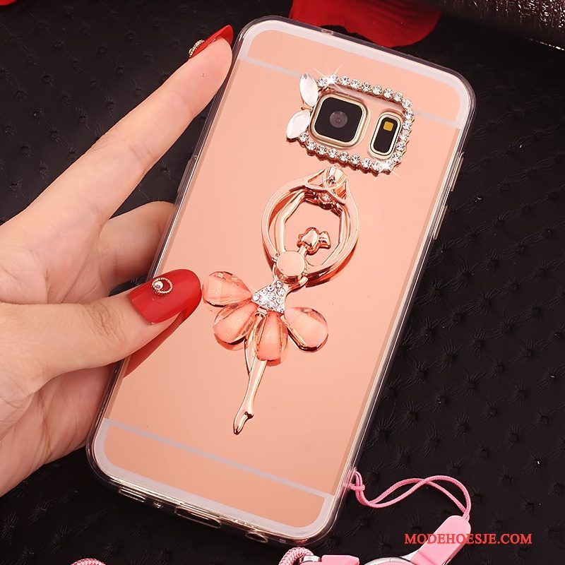 Hoesje Samsung Galaxy S7 Zakken Goudtelefoon, Hoes Samsung Galaxy S7 Zacht Anti-fall Hanger