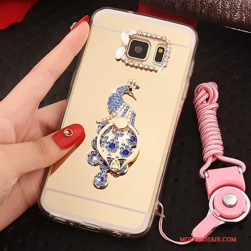 Hoesje Samsung Galaxy S7 Zakken Goudtelefoon, Hoes Samsung Galaxy S7 Zacht Anti-fall Hanger