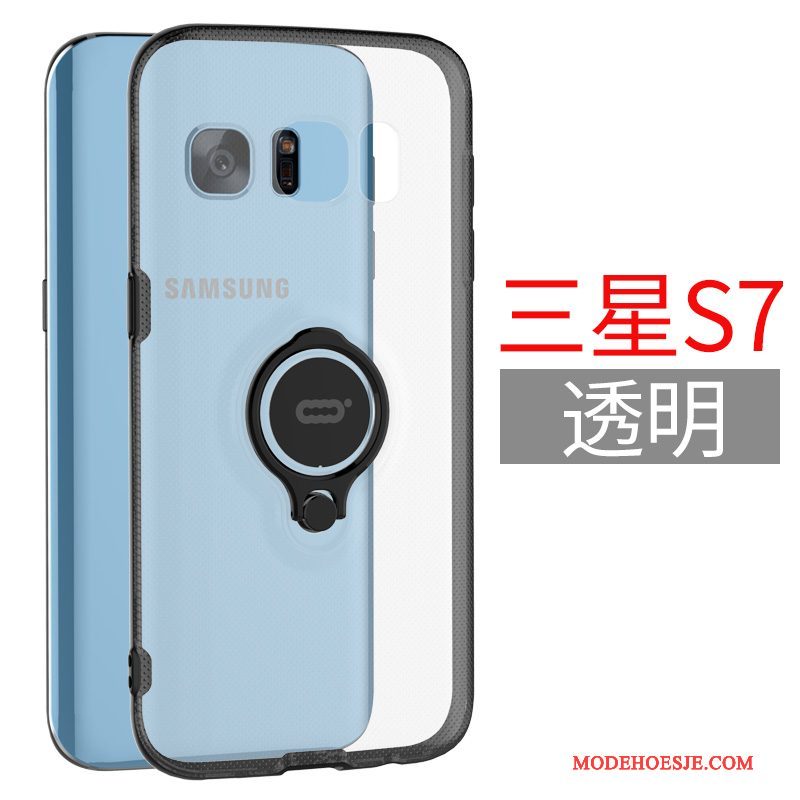 Hoesje Samsung Galaxy S7 Zakken Magnetisch Roze, Hoes Samsung Galaxy S7 Ondersteuning Hard Ring