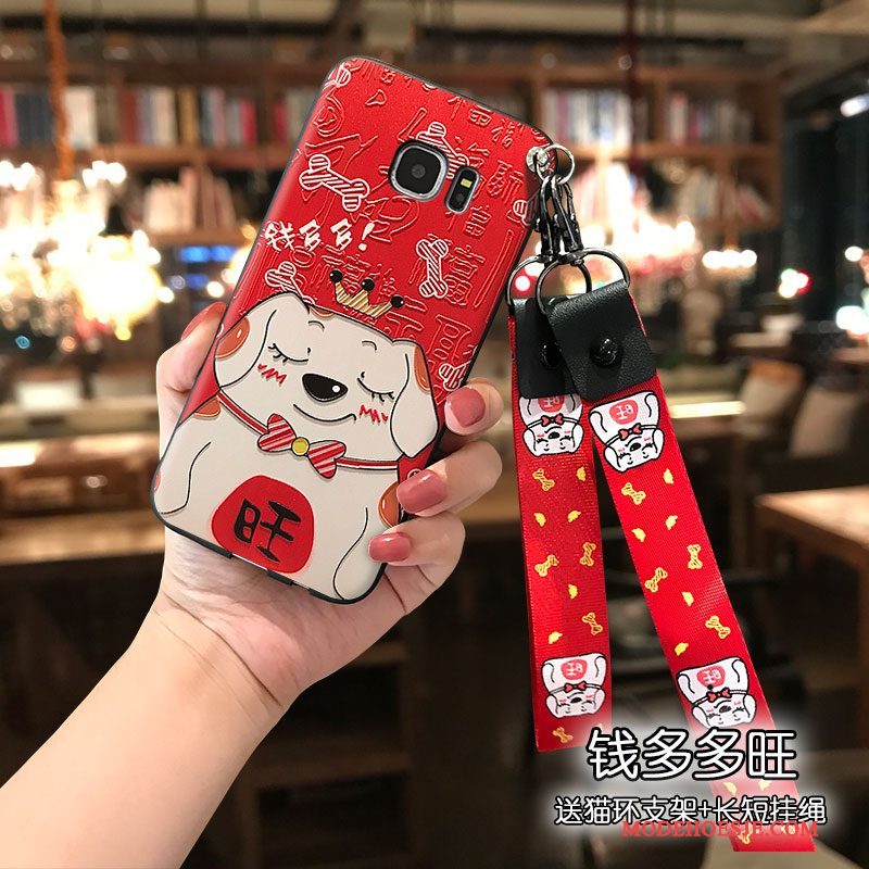 Hoesje Samsung Galaxy S7 Zakken Rood Hanger, Hoes Samsung Galaxy S7 Siliconen Rijkdomtelefoon