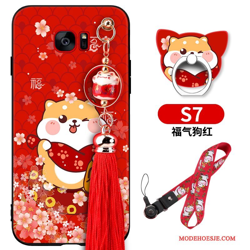 Hoesje Samsung Galaxy S7 Zakken Rood Rijkdom, Hoes Samsung Galaxy S7 Telefoon Kat