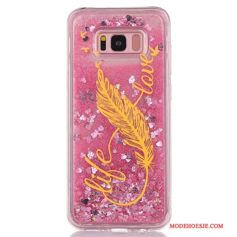 Hoesje Samsung Galaxy S8 Bescherming Roze Vloeistof, Hoes Samsung Galaxy S8 Zacht Trendtelefoon