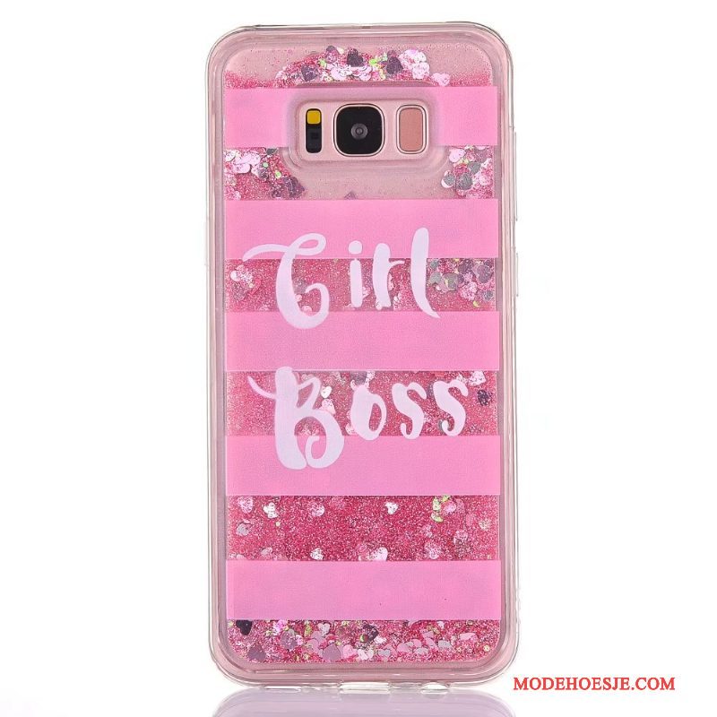 Hoesje Samsung Galaxy S8 Bescherming Roze Vloeistof, Hoes Samsung Galaxy S8 Zacht Trendtelefoon