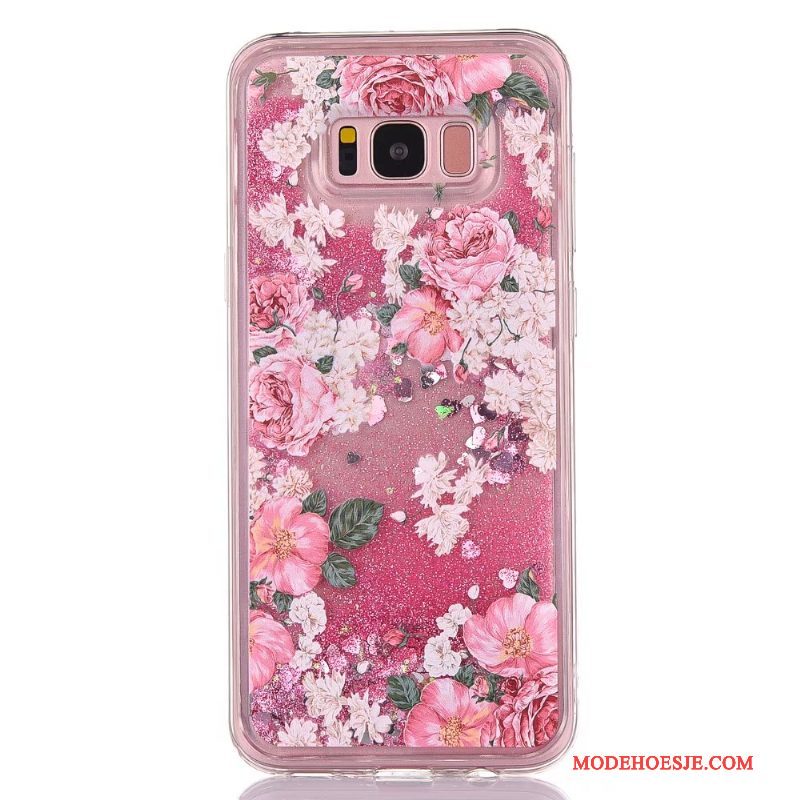 Hoesje Samsung Galaxy S8 Bescherming Roze Vloeistof, Hoes Samsung Galaxy S8 Zacht Trendtelefoon