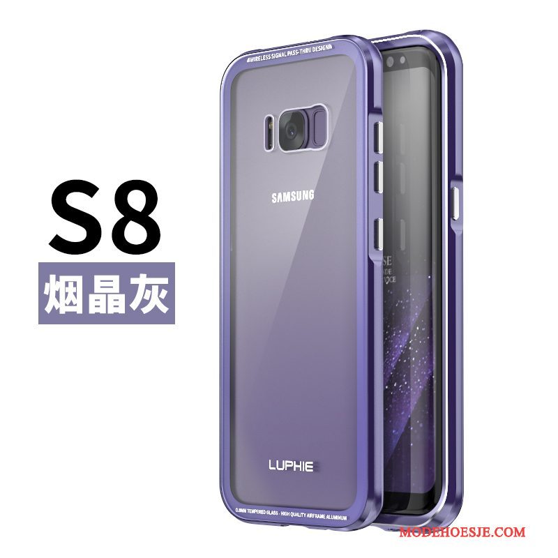 Hoesje Samsung Galaxy S8 Bescherming Telefoon Gehard Glas, Hoes Samsung Galaxy S8 Scheppend Omlijsting Zwart