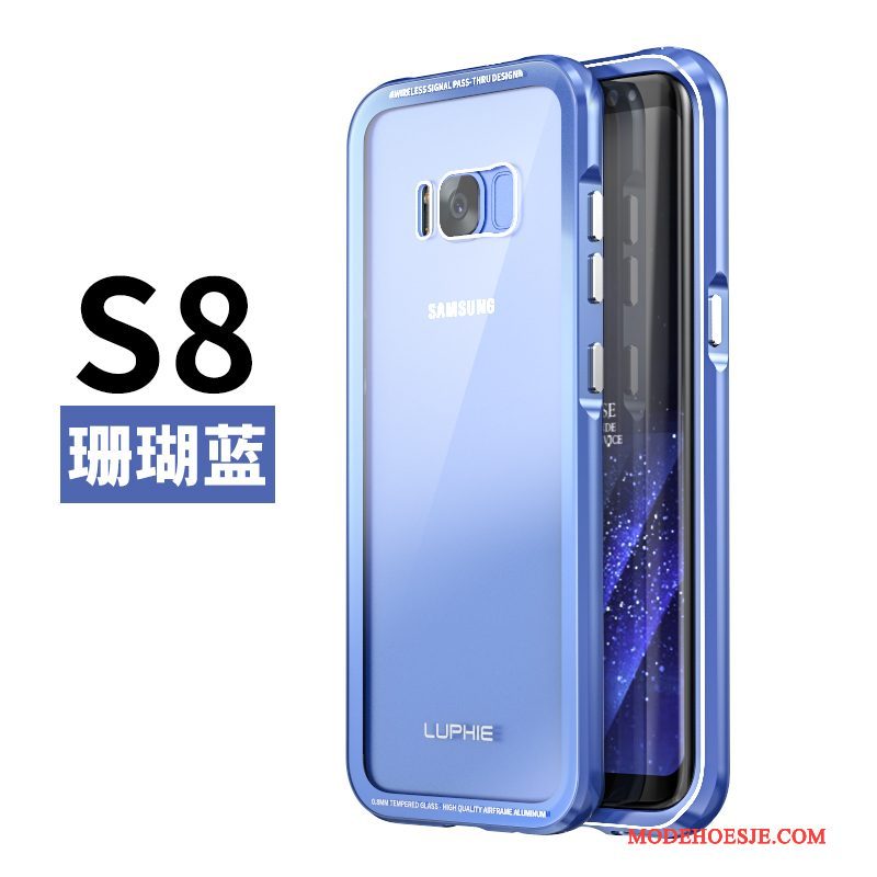 Hoesje Samsung Galaxy S8 Bescherming Telefoon Gehard Glas, Hoes Samsung Galaxy S8 Scheppend Omlijsting Zwart