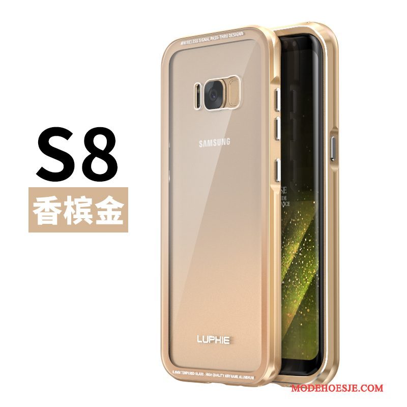 Hoesje Samsung Galaxy S8 Bescherming Telefoon Gehard Glas, Hoes Samsung Galaxy S8 Scheppend Omlijsting Zwart