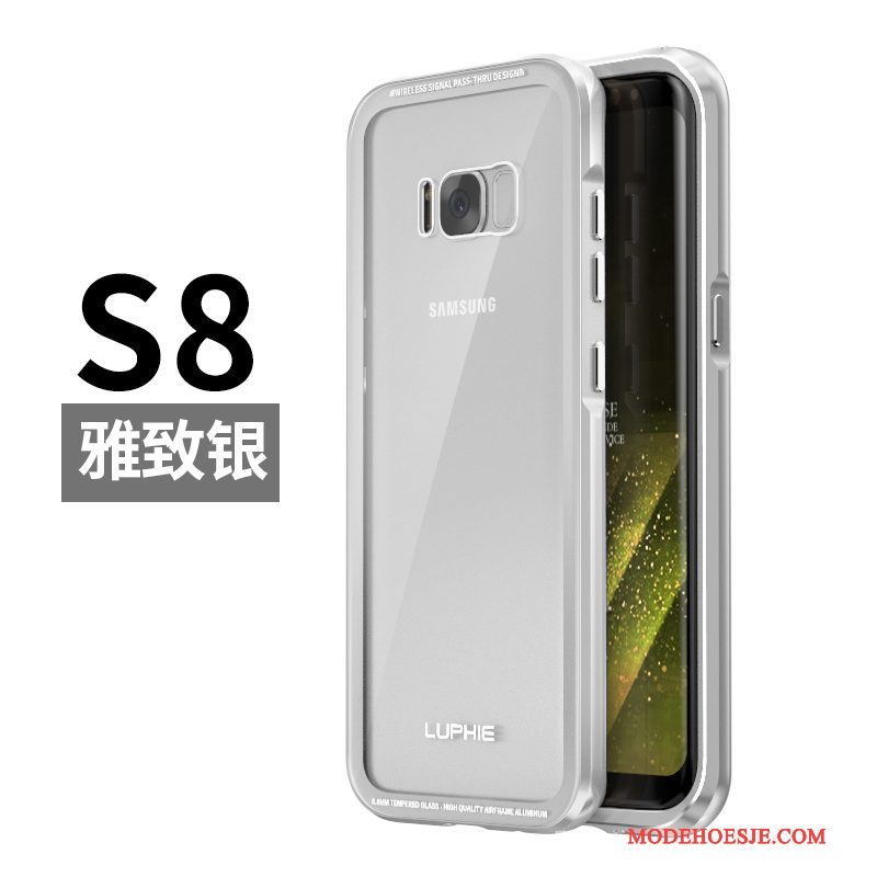 Hoesje Samsung Galaxy S8 Bescherming Telefoon Gehard Glas, Hoes Samsung Galaxy S8 Scheppend Omlijsting Zwart