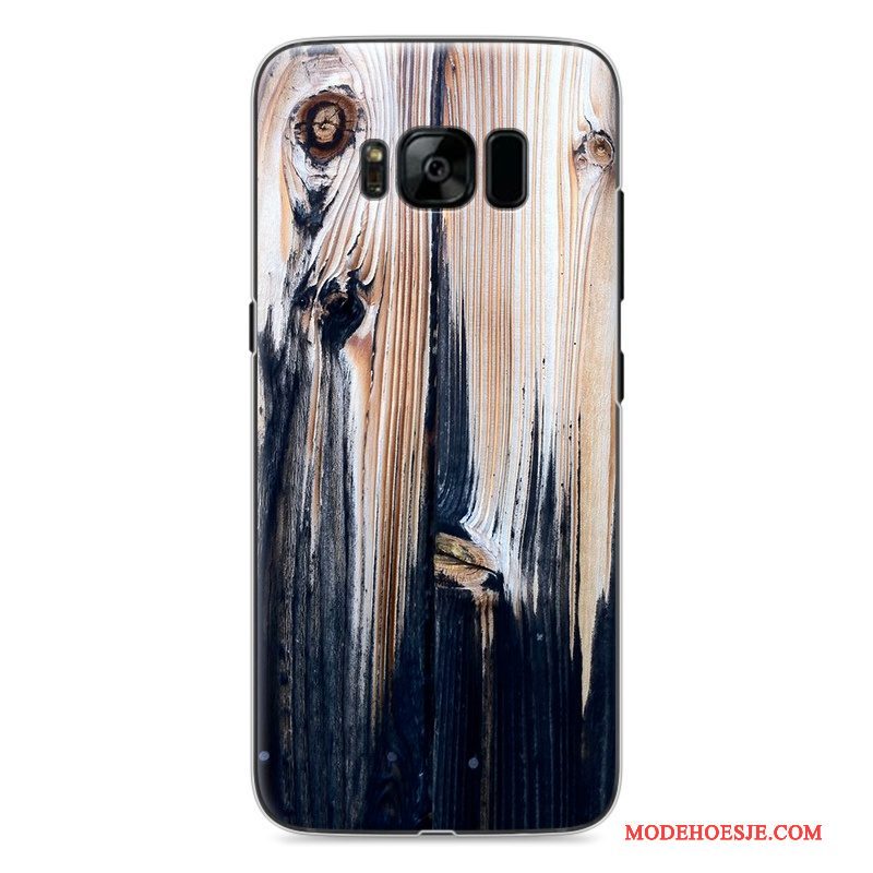 Hoesje Samsung Galaxy S8 Geschilderd Donkerblauwtelefoon, Hoes Samsung Galaxy S8 Houtnerf Wit Persoonlijk