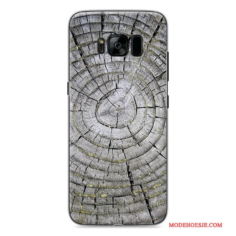 Hoesje Samsung Galaxy S8 Geschilderd Donkerblauwtelefoon, Hoes Samsung Galaxy S8 Houtnerf Wit Persoonlijk