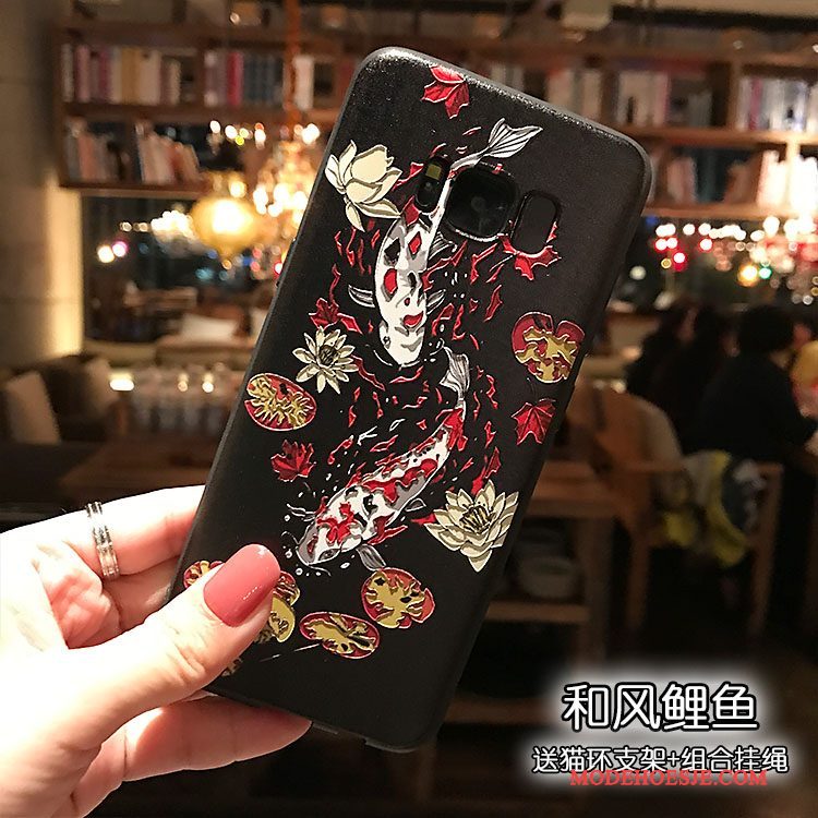 Hoesje Samsung Galaxy S8+ Kleur Wind Zwart, Hoes Samsung Galaxy S8+ Zacht Kraanvogel Schrobben