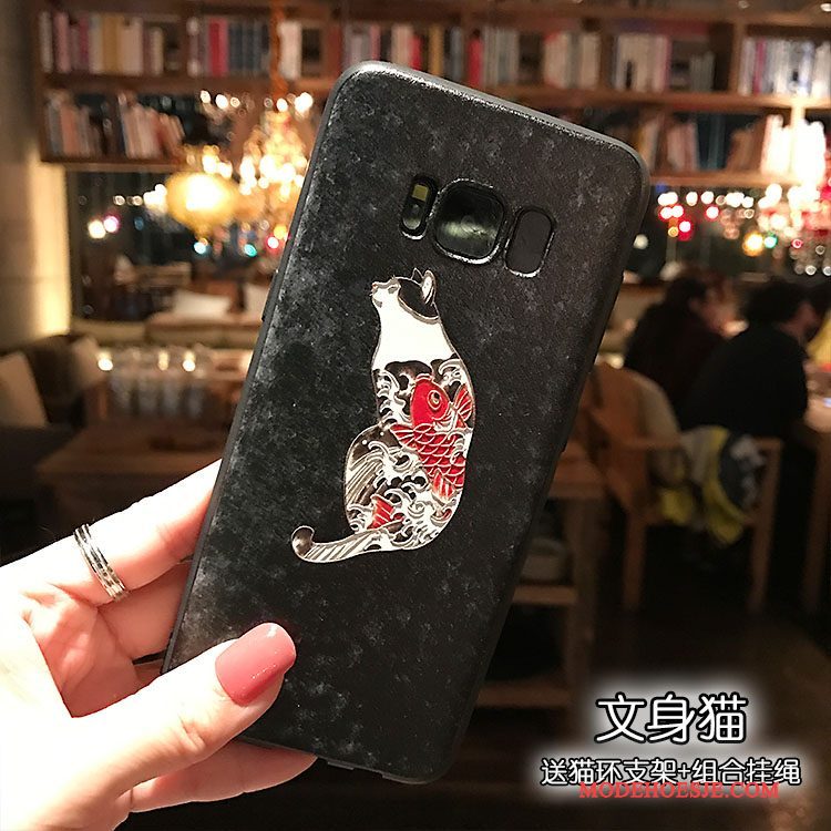 Hoesje Samsung Galaxy S8+ Kleur Wind Zwart, Hoes Samsung Galaxy S8+ Zacht Kraanvogel Schrobben