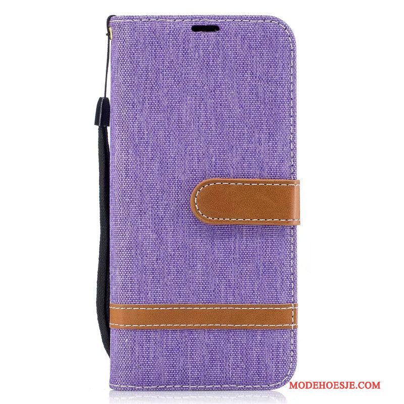 Hoesje Samsung Galaxy S8+ Leer Denim Purper, Hoes Samsung Galaxy S8+ Portemonnee