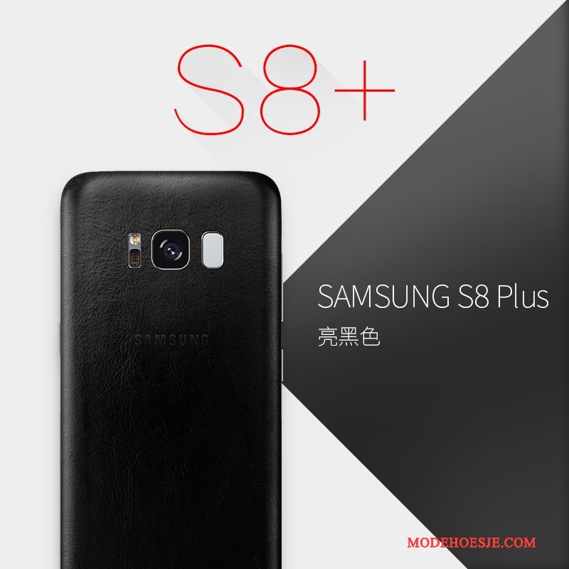Hoesje Samsung Galaxy S8+ Leer Geeltelefoon, Hoes Samsung Galaxy S8+ Bescherming Oranje Dun