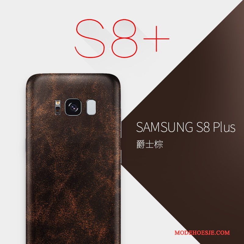 Hoesje Samsung Galaxy S8+ Leer Geeltelefoon, Hoes Samsung Galaxy S8+ Bescherming Oranje Dun