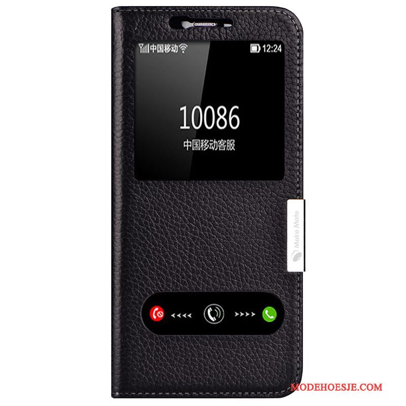 Hoesje Samsung Galaxy S8 Leer Telefoon Open Het Venster, Hoes Samsung Galaxy S8 Bescherming Rood Anti-fall