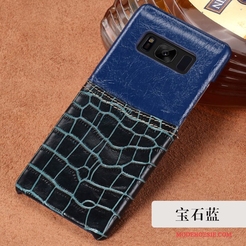 Hoesje Samsung Galaxy S8+ Luxe Anti-falltelefoon, Hoes Samsung Galaxy S8+ Leer Donkerblauw