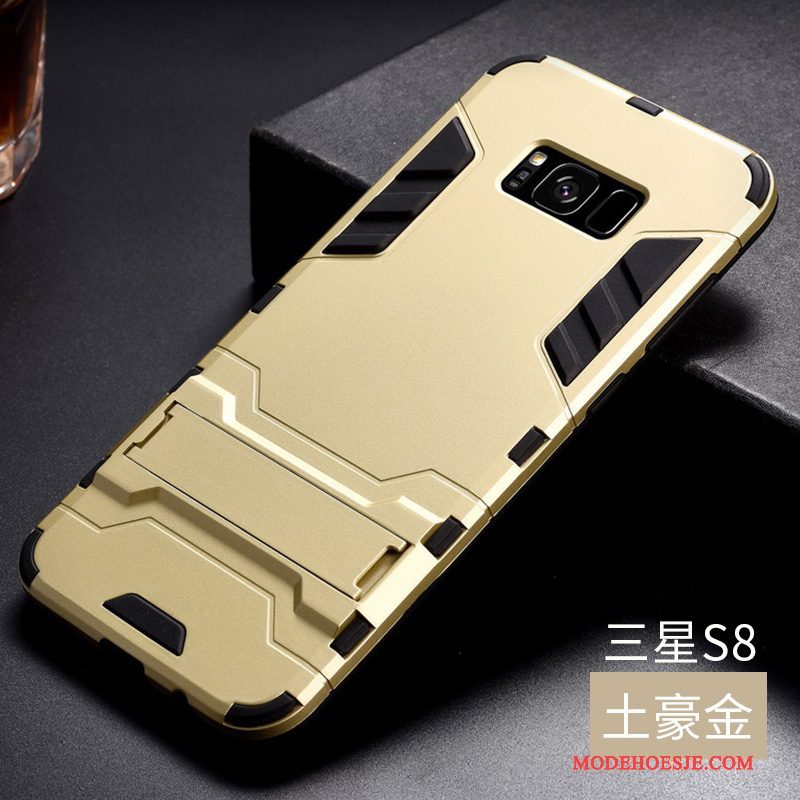 Hoesje Samsung Galaxy S8 Metaal Grijs Gehard Glas, Hoes Samsung Galaxy S8 Zakken Achterklep Omlijsting