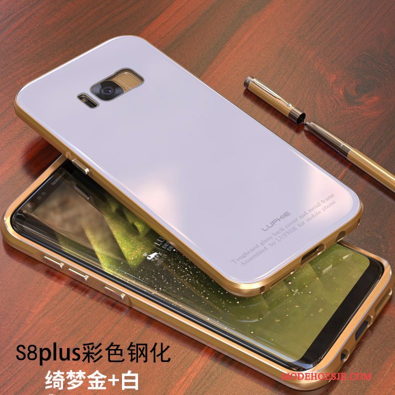 Hoesje Samsung Galaxy S8+ Metaal Omlijstingtelefoon, Hoes Samsung Galaxy S8+ Bescherming Goud Blauw