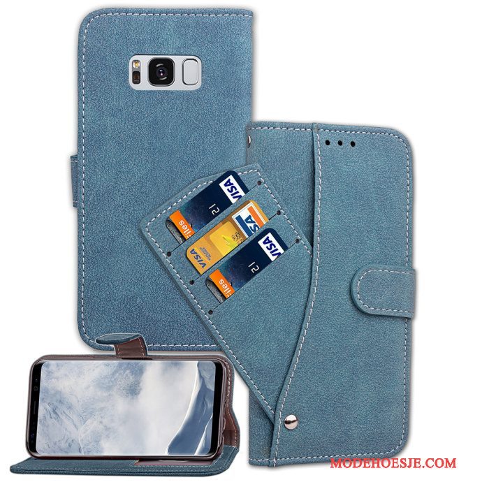 Hoesje Samsung Galaxy S8 Portemonnee Grijs Kaart, Hoes Samsung Galaxy S8 Folio Telefoon Anti-fall