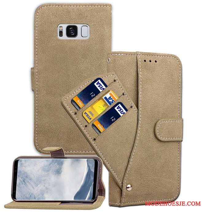 Hoesje Samsung Galaxy S8 Portemonnee Grijs Kaart, Hoes Samsung Galaxy S8 Folio Telefoon Anti-fall