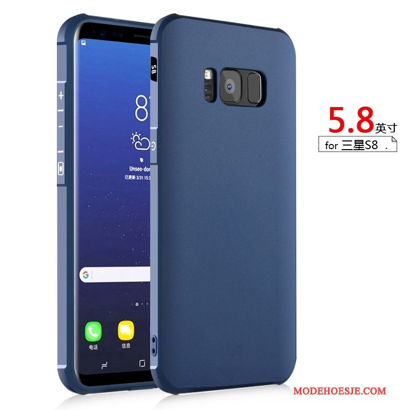 Hoesje Samsung Galaxy S8 Siliconen Anti-fall Schrobben, Hoes Samsung Galaxy S8 Zakken Telefoon Donkerblauw