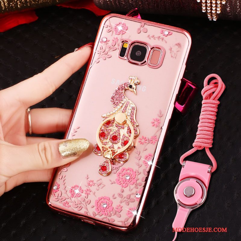 Hoesje Samsung Galaxy S8 Siliconen Hangertelefoon, Hoes Samsung Galaxy S8 Strass Ring Anti-fall