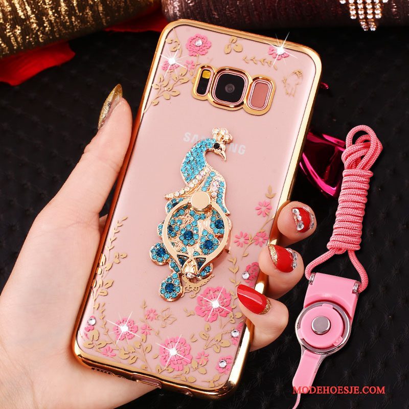 Hoesje Samsung Galaxy S8 Siliconen Hangertelefoon, Hoes Samsung Galaxy S8 Strass Ring Anti-fall