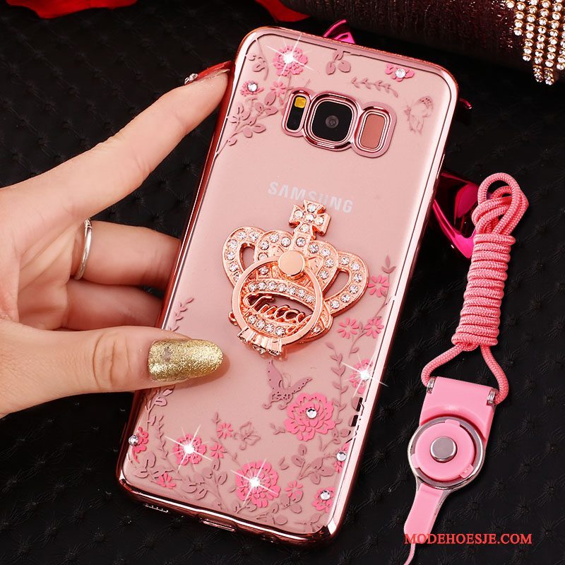 Hoesje Samsung Galaxy S8 Siliconen Hangertelefoon, Hoes Samsung Galaxy S8 Strass Ring Anti-fall